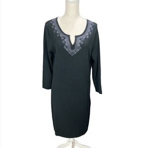 Tommy Bahama Womens Black Embellished Sweater Dress Pickford Size Medium